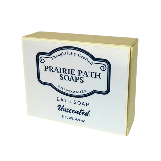 Prairie Path Soaps bath soap packaging on a white background